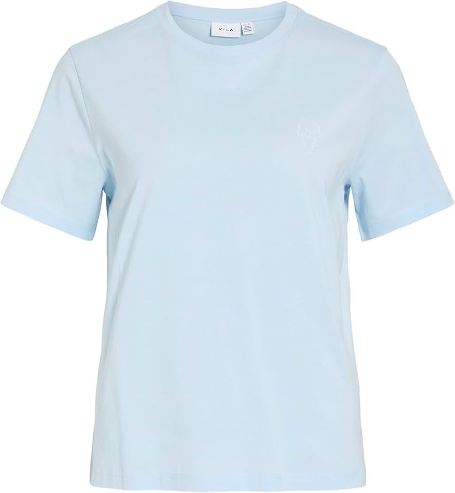 Vila Damen Vila Female T-Shirt Visybilla Rundhals Visybilla O-Neck S/S Emb Top/Pb (1er Pack)