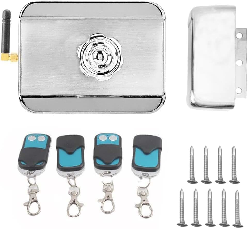 MAGT Intelligentes, kabelloses Schloss, Fernbedienungsschloss, intelligente Fernbedienung, elektronisches Türschloss mit 4 Fernbedienungen