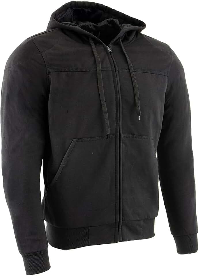 Milwaukee Leather Men's Streetguard Riding Hoodie - Aramid Reinforced with CE Shoulder and Elbow Armor - Small Black