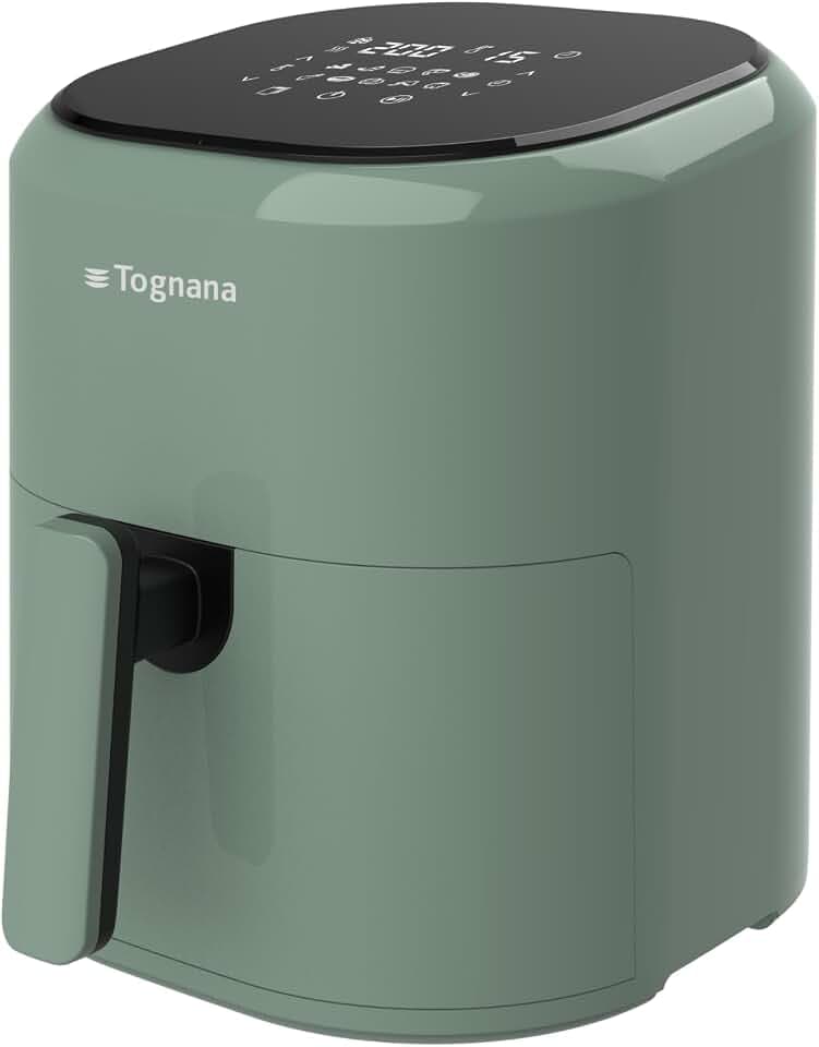 Tognana Iridea Luftfritteuse 4,5 l mit Behälter und Antihaft-Grill und Digitalanzeige, Salbeigrün