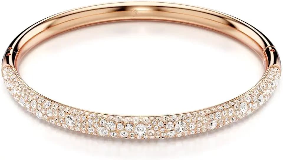 Swarovski Meteora Bangle, Snow Pave, Clear Crystals on Rose Gold-tone Finished Metal