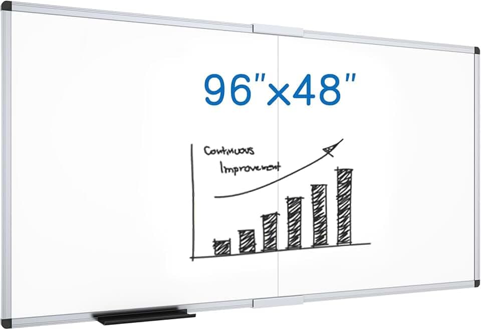 VIZ-PRO Large Magnetic Dry Erase Whiteboard, 96 x 48 Inches, Foldable