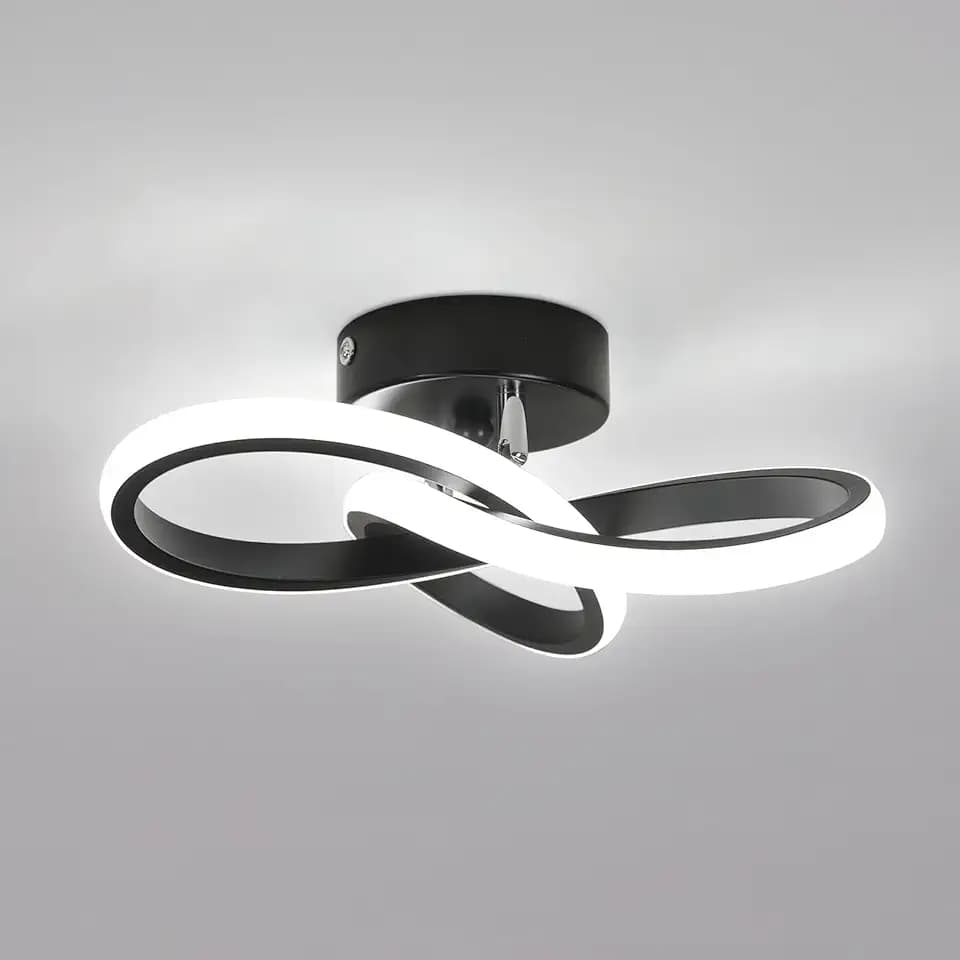 Toolight LED Deckenleuchte 22W 2475LM 6500K Schwarz 25cm Kleeblattform Flur