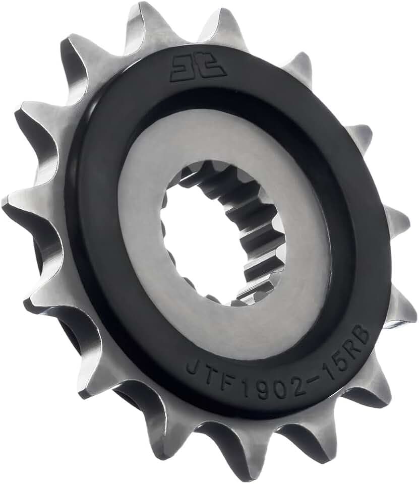 JT Sprockets JTF1902.15RB 15 Tooth Rubber Cushioned Front Countershaft Sprocket, Single, black