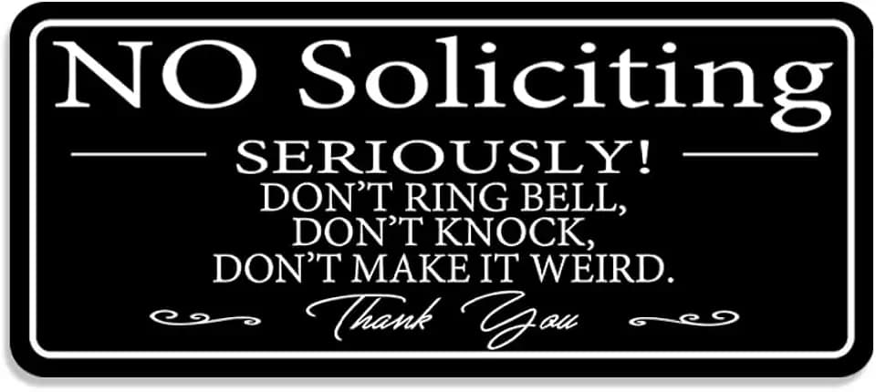 No Soliciting Sign for House/Office, Thick Acrylic Self-Adhesive Modern Design Door Sign 9x4 Inch Home Decor Go Away Sign Accessories for Door or Wall, Black