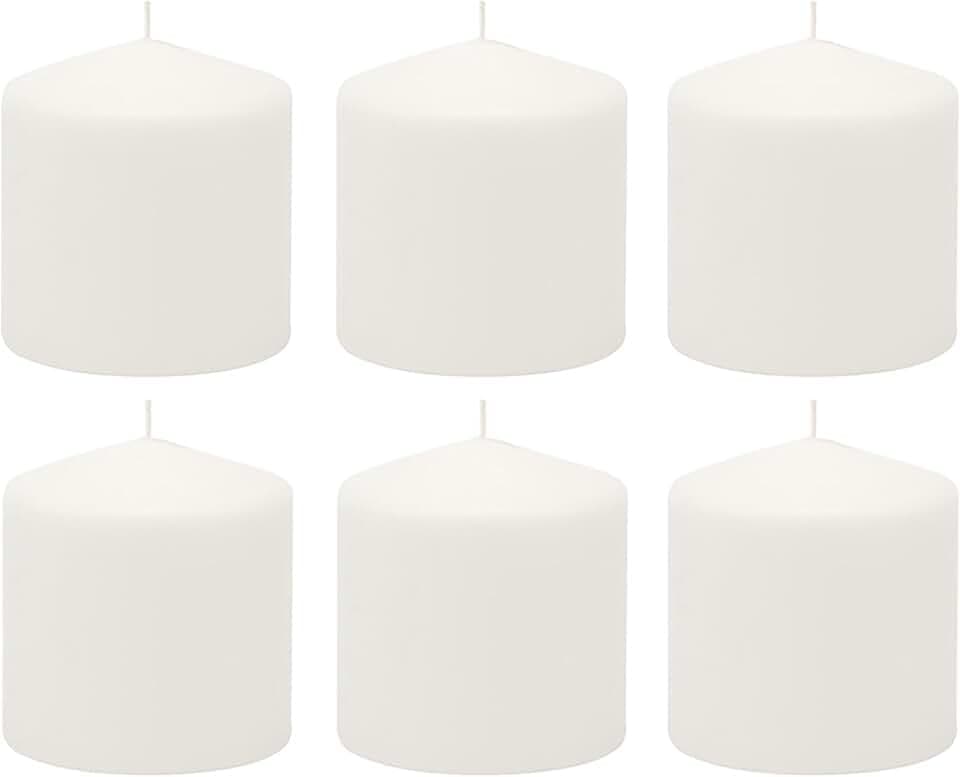 Stonebriar Unscented White Tall Pillar Candles, 18 Hour Burning Candle Pillars, Perfect for Decor, Weddings, Emergencies 3" X 3", 6 count