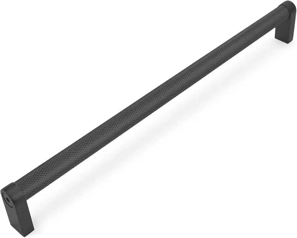 10 Pack 12-5/8 Inch(320mm) Matte Black Kitchen Cabinet Handles Knurled Cabinet Pulls Black Drawer Pulls Kitchen Hardware