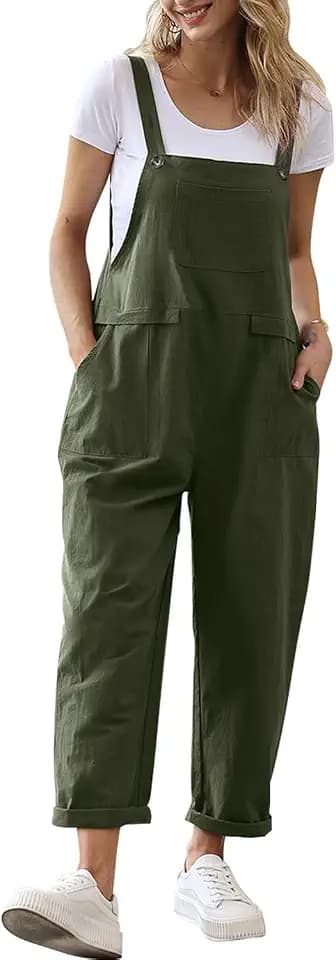 YESNO Damen Latzhose Sommer Oversize Trägerhose Beiläufig Loose Bib Pants Overall Baggy Jumpsuit Strampler Sommerhose mit Träger PV9DE