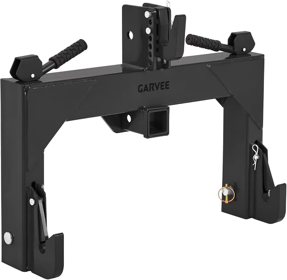 Garvee 3 Point Quick Hitch, 3000lbs 3-Pt Trailer Hitch Attachments with 2" Receiver Adaptation to Category 1 Tractor with 5 Level Adjustable Bolt