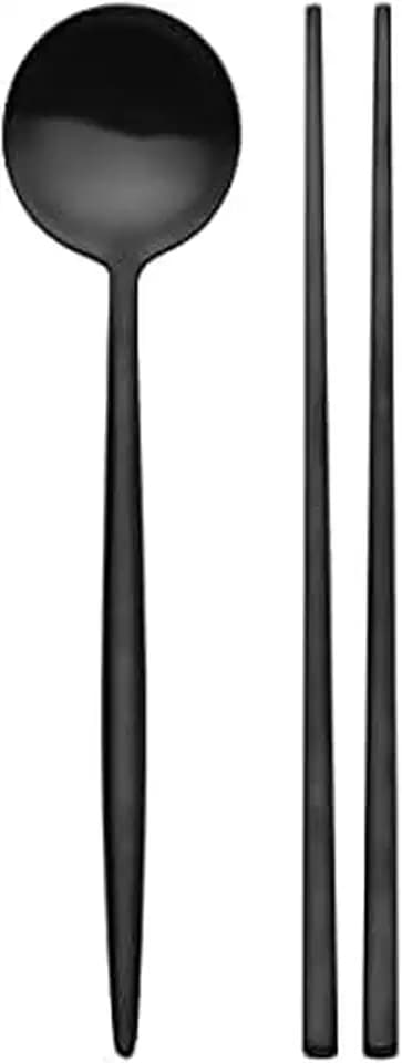 Studio Nova Premium 18/10 Stainless Steel Black Chopsticks & Spoon Set