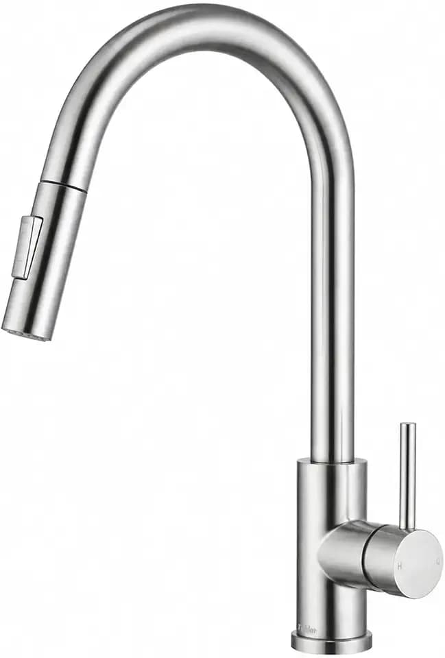 Tohlar Kitchen Sink Faucets with Pull Down Sprayer Brushed Nickel