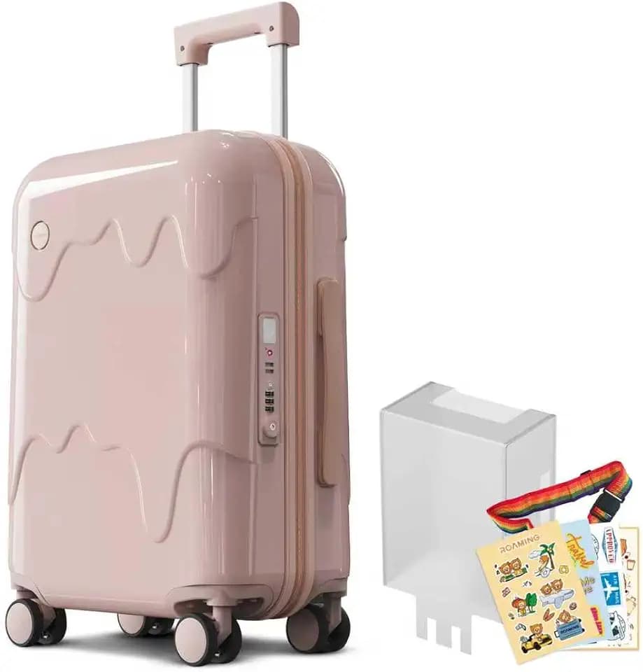 ROAMING Pink Cute 20-Inch Carry On Luggage With Spinner Wheels Suitcase