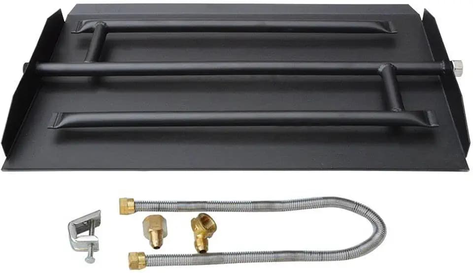 Stanbroil 22.5 Inch Gas Fireplace Triple Burner Pan Kit, Black Steel