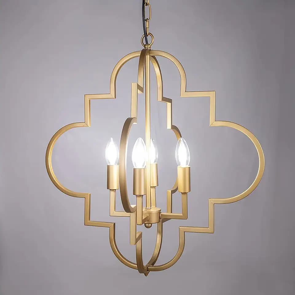 Wellmet Gold Orb Chandelier 4-Light,Candle Style Geometric Lighting,W-22.4"