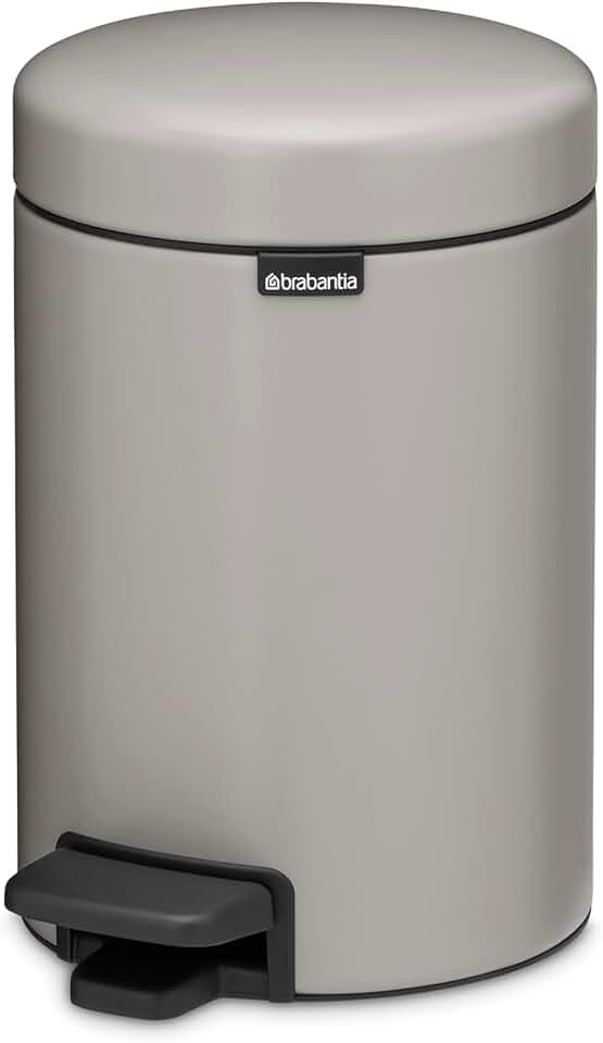 Brabantia NewIcon Treteimer 3 l – Mini Mülleimer für Küche oder Bad mit Soft-Close-Funktion und leichtgängigem Pedal, Badmülleimer mit herausnehmbarem Inneneimer - Soft Grey - 17 x 24 x 26 cm