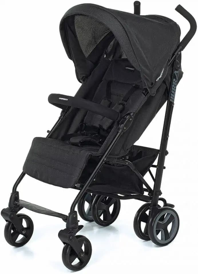 Foppapedretti Hurrà, kompakter Kinderwagen, für Kinder von der Geburt bis 3 Jahren (bis 15 kg), leichtes Aluminiumgestell, Schwarz (Black Melange)