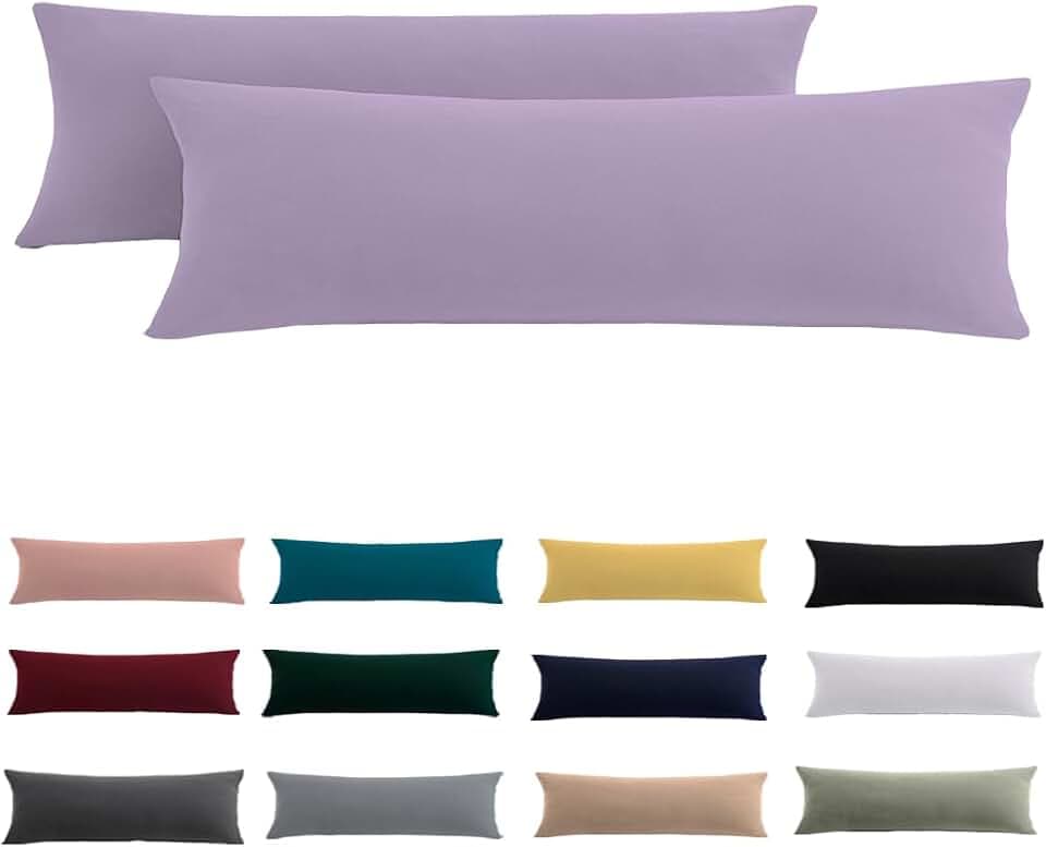 Beqnat Seitenschläferkissen Bezug 40x145 2er Set, Kissenbezug Lavendel