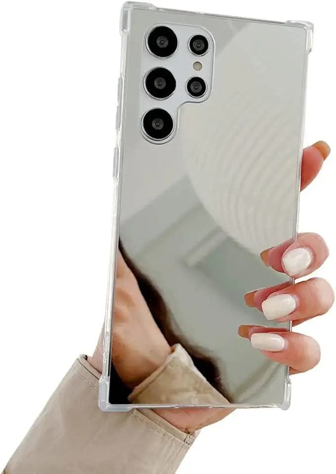 Doowear for Galaxy S26 Ultra Bright Reflection Luxury Makeup Mirror Case for Girls Women TPU Bumper+Shockproof Hard PC Back Protective Cover Phone Case for Samsung Galaxy S26 Ultra-Silver