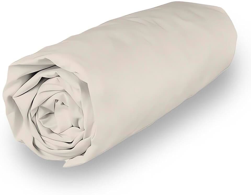 Soleil d'ocre, Spannbettlaken aus Polycotton 180x200 cm Percale Leinen, Idéal Ferienvermietung und Hotellerie