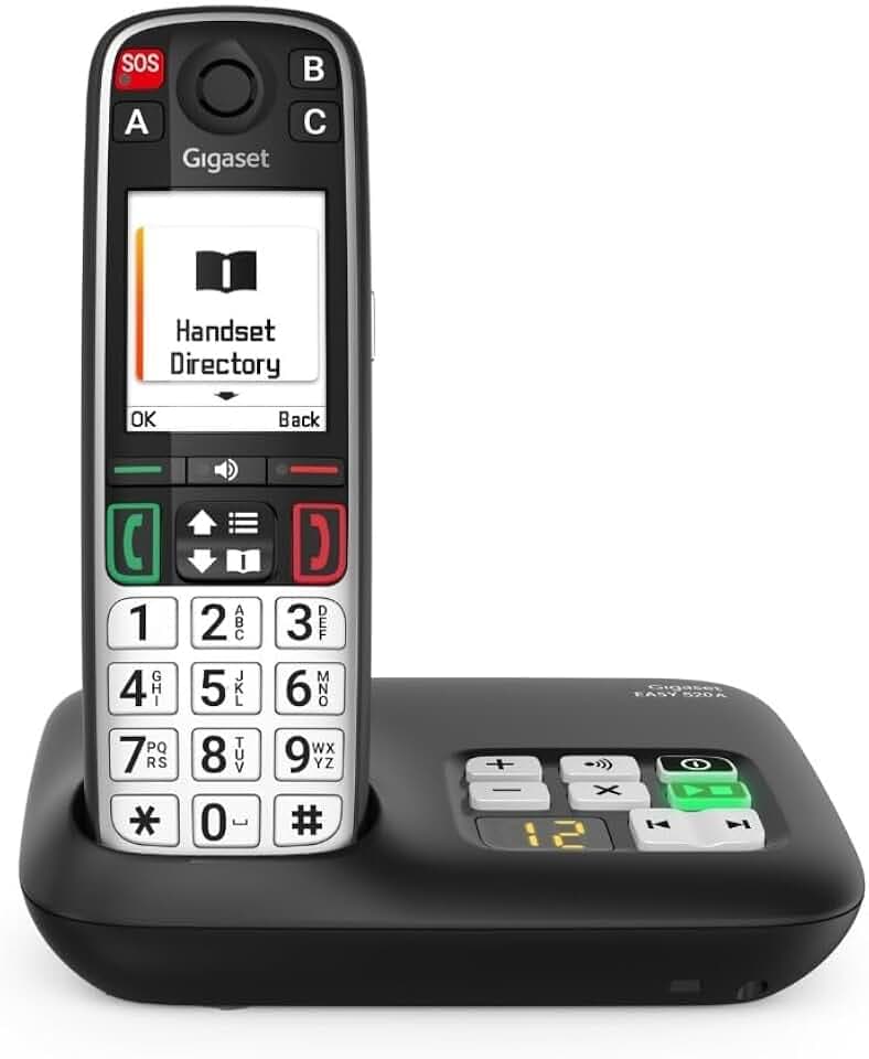 Gigaset Easy 520A Seniorentelefon mit Anrufbeantworter, SOS-Notruf, Schwarz
