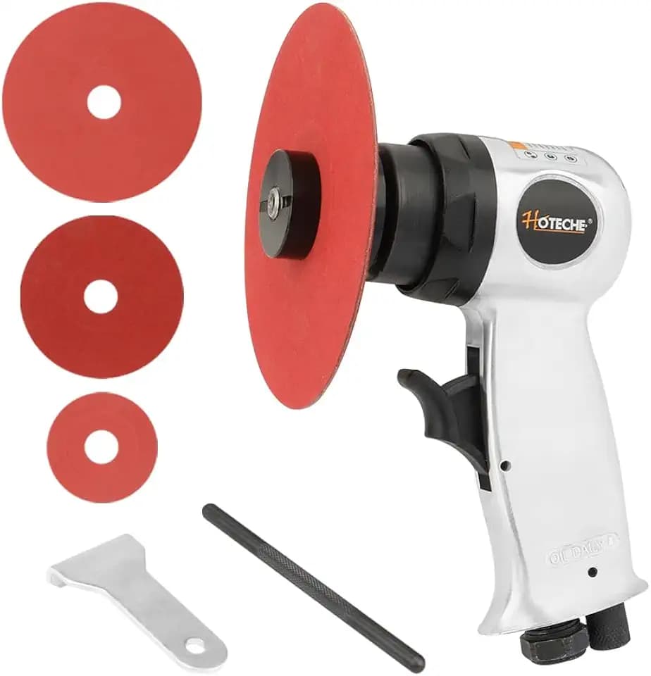 Hoteche 5" Air High-Speed Sander, 18000RPM Pneumatic Rotary Sander with 4", 5", 6" Sanding Discs, Polished Aluminum Body, Silver, Color Box Packaging