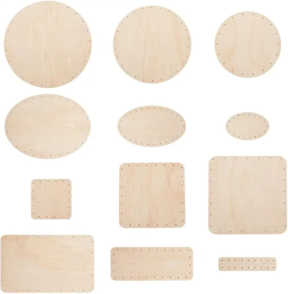 PH PandaHall 12 Stück Korbboden Set Rund Oval Rechteckig Quadratisch