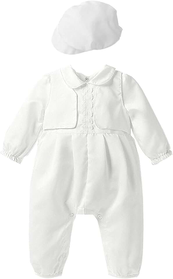Taufe Outfits für Baby Jungen 2 Teile 1 Jahr Geburtstag Weiß Taufe Set mit Mütze