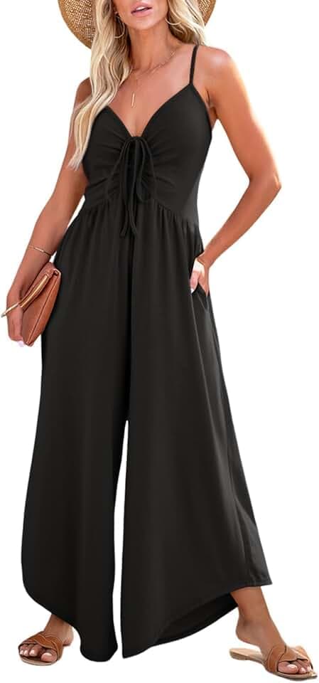Dokotoo Jumpsuits for Women Spaghetti Straps Wide Leg Romper