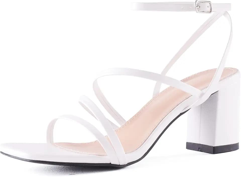 LACUONE Strappy Heels Women Square Toe Sandals