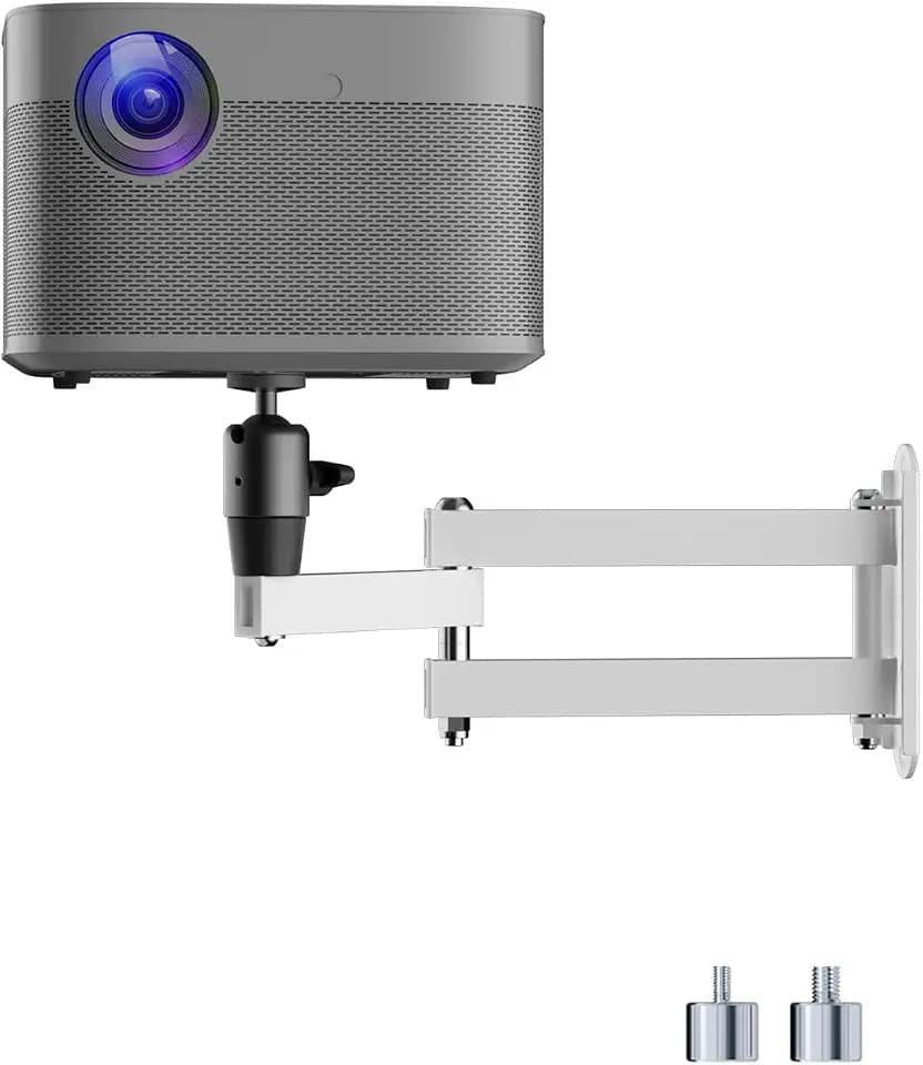 suptek Universal Foldable Projector Wall Mount - Adjustable Bracket for Projectors, Compatible with 1/4", M4 & M6 Screws, Heavy-Duty & Space-Saving Design, White, MA1330YTPROW