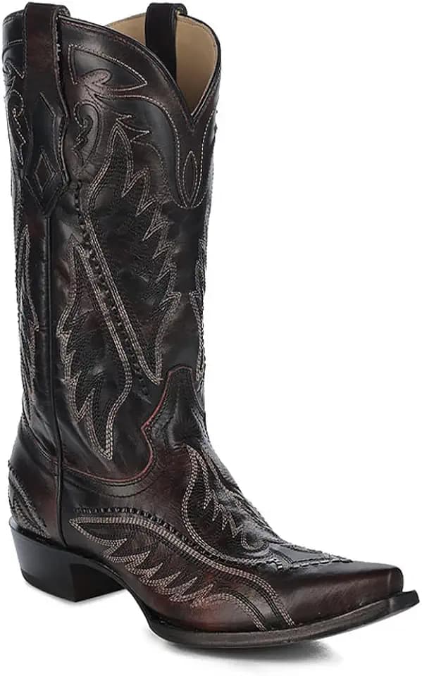 Corral Boots Men's Handcrafted Cowboy Boots | Snip Toe Western Boots with Woven Detail and Embroidery Design