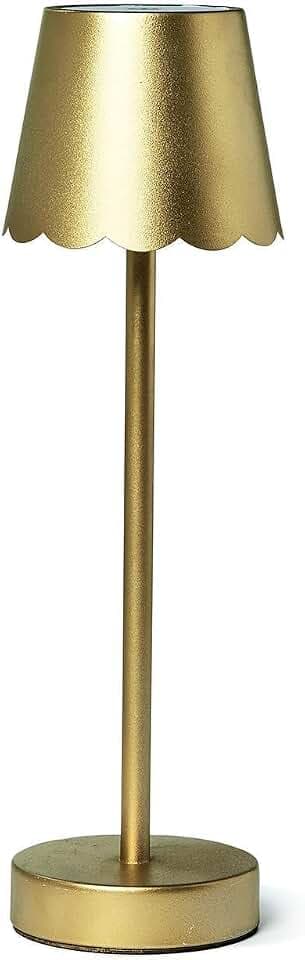 Two's Company LED Touchable Table Lamp with Scalloped Edge Shade in Gift Box, Iron, 14.5-inches Height