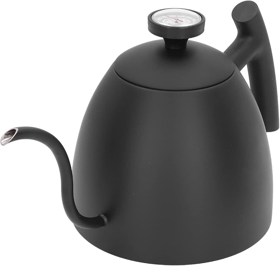 800 ml Schwanenhals-Wasserkocher-Teekanne, Übergieß-Kaffeekessel mit Thermometer, Schwanenhals-Wasserkocher aus Edelstahl, Teekessel mit Thermometer für das Café zu Hause