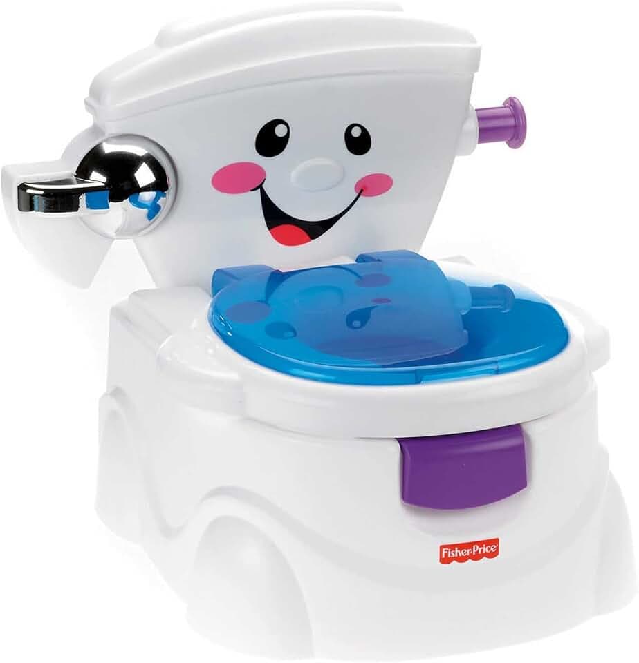 Fisher-Price Meine Erste Toilette, Baby Töpfchen, mit Musik & Lustigen Sätzen, tragbare Baby Toilette, abnehmbarer Toilettenaufsatz, Deutsche Version, ab 1 Jahr, P4326