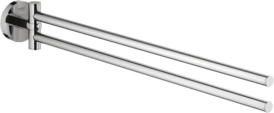 GROHE Essentials, Handtuchhalter 439 mm (2-armig, schwenkbar, geeignet zum Bohren, inklusive Schrauben und Dübel, verdeckte Befestigung), chrom, 40371001