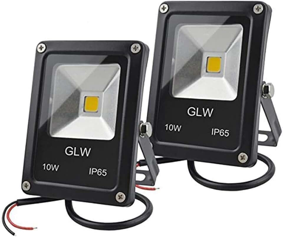 12V DC LED Flutlicht,10W Mini IP65 im Freien Wasserdichtes Arbeitslicht,900lm,3000K,Warmes Weißes Sicherheitslicht,80W Halogenbirne,2-Teiliger KEIN Stecker