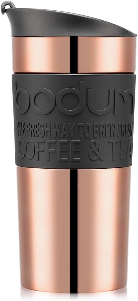 Bodum 11068-18S TRAVEL MUG Vakuum-Reisebecher, 0,35 L, Klappdeckel, Kupfer, Rich Copper