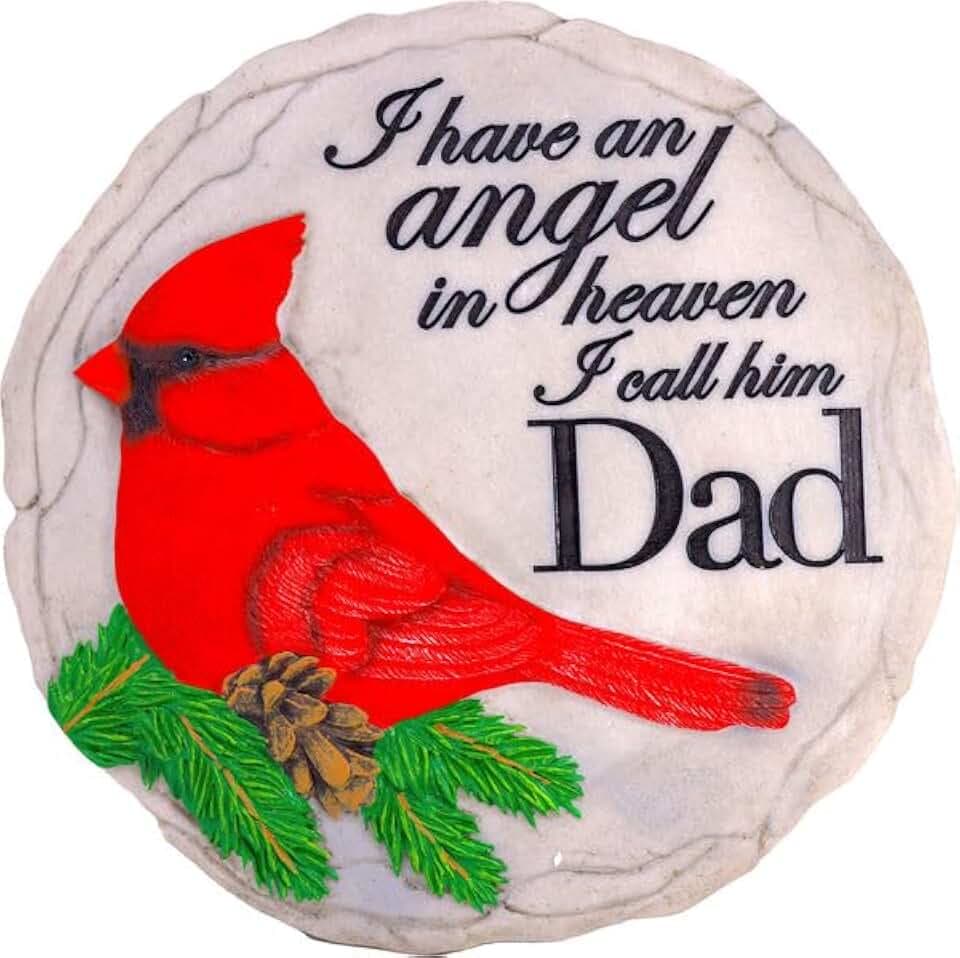 Spoontiques Dad Cardinal Stepping Stone - Cute Birds Decorative Garden Stone for Yard, Patio, Garden or Walkway - Outdoor or Indoor Home Decor