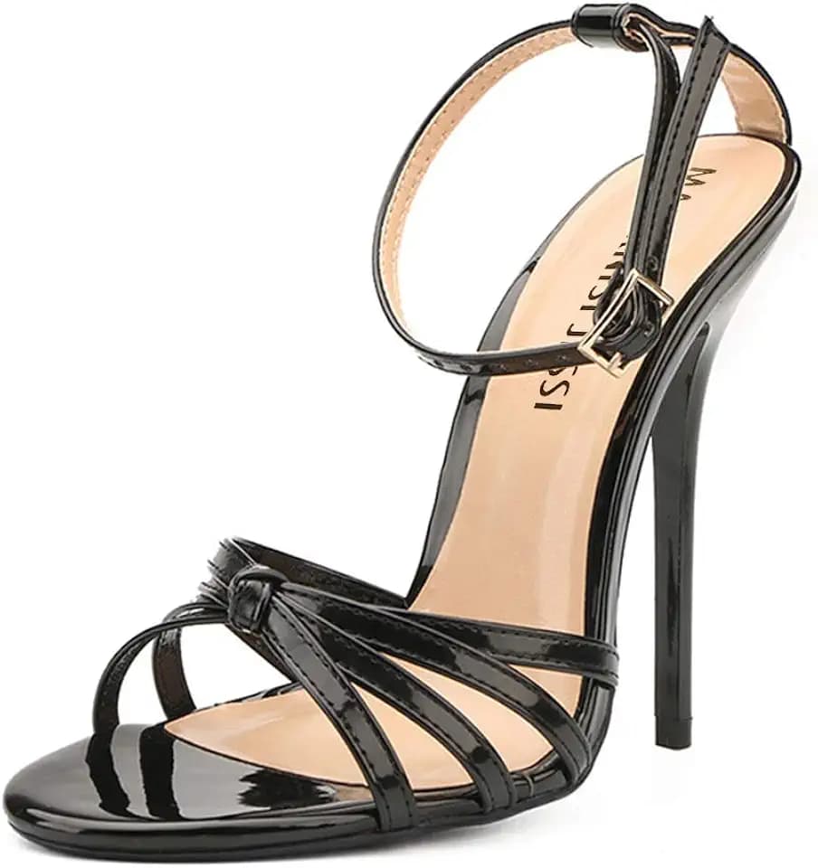 MAIERNISI JESSI Unisex Men's Women's Strappy Stiletto Sandals, Ankle Strap, 5.1 Inch High Heel