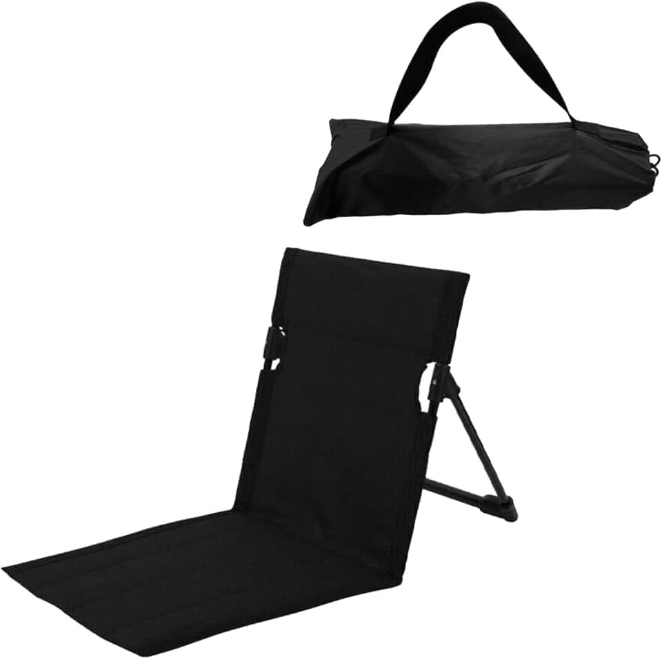 Harilla Strand-Klappstuhl, Strandmatte mit Rückenlehne für Camping, Schwarz