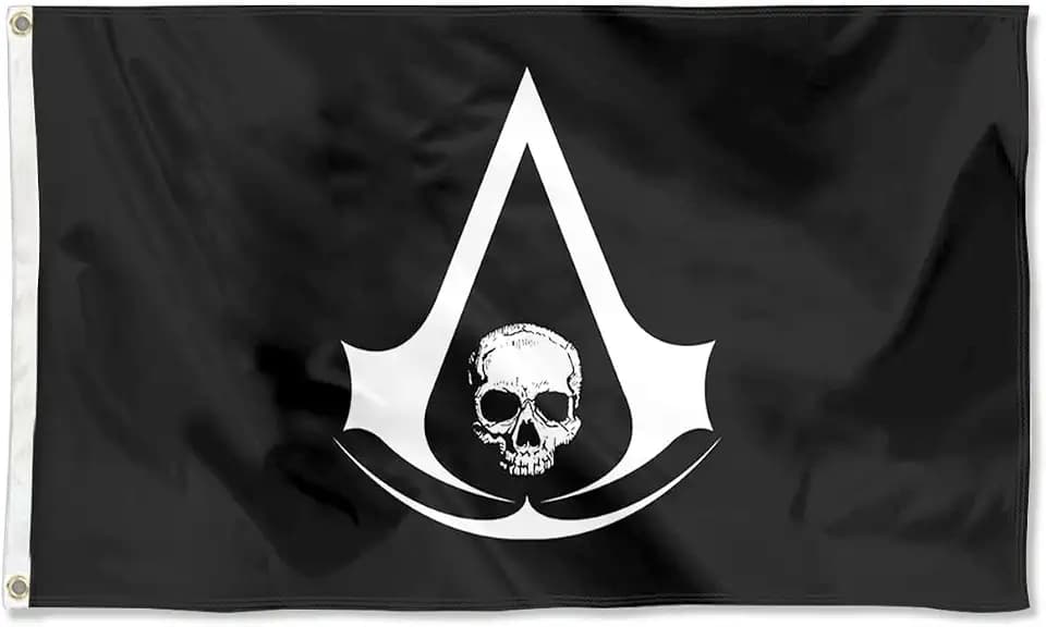 Bayyon Black pirate Flag Banner 3x5Feet with Brass Grommets Home Office Garden Wall Decor