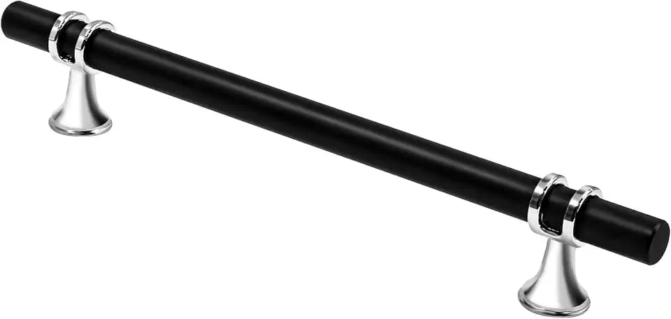 Alzassbg 6-1/4"Black and Silver Cabinet Pulls 10 Pack, AL3097CPMB