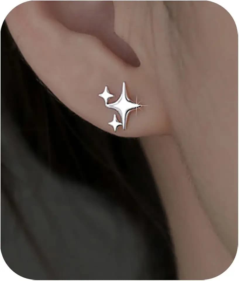 Hypoallergenic Silver Star Stud Earrings for Women Teen Girls Jewelry Gifts