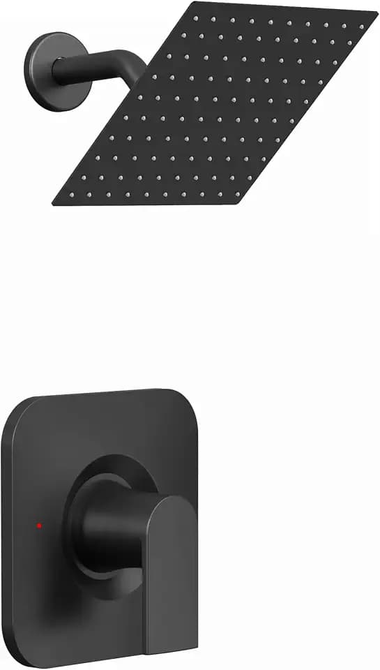 Compatible with Moen Posi-Temp Valve Shower Trim Kit, Replacement for 2510, 2520, 2570, 2590 Valve Shower Faucet Set with 8 Inch Shower Head, Matte Black (Valve and Cartridge Not Included)