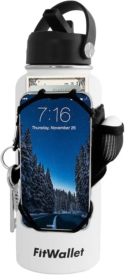 Water Bottle Phone Holder & Sleeve | Strap Carrier & Pouch for Gym, Running, Hiking, Travel | Gym Bag Alternative Holds Phone, Keys & Accessories