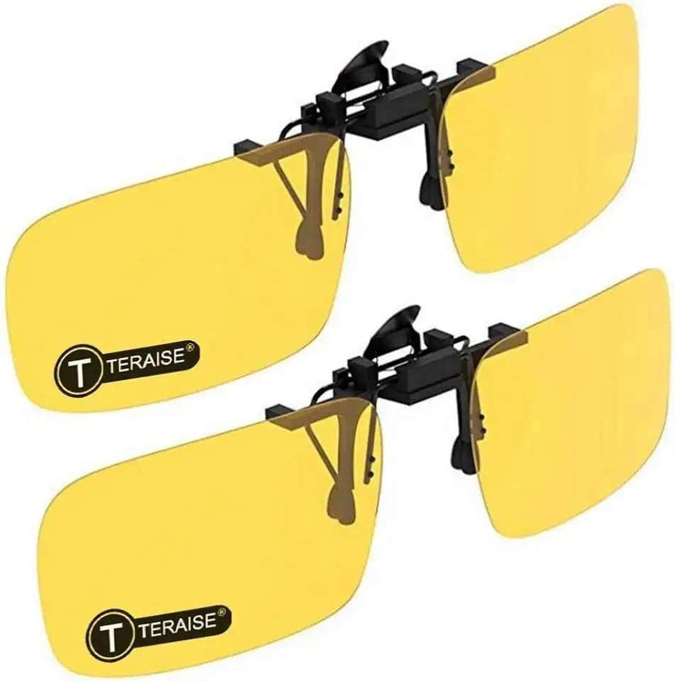 TERAISE Polarisierte Clip-on Nachtfahrbrille, Männer und Frauen Nachtfahrbrille, Reduziert effektiv helle Lichter und erhellt die Straßenoberfläche bei Nacht, Nachtbrille zum Autofahren