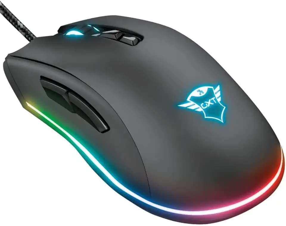 Trust Gaming Mouse GXT 900 Qudos, 100-15000 DPI, 7 Programmable Buttons, Adjustable RGB LED Lighting, On-Board Memory, Advanced Software, USB Computer Mouse for PC, Laptop, Mac - Black