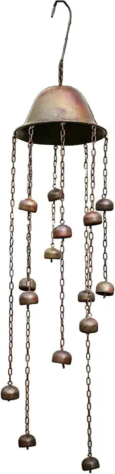 SPI Home 21080 Galvanized Copper Tone Bell Chain-Link 36 inch Iron Outdoor Garden Patio Windchime Noisemaker