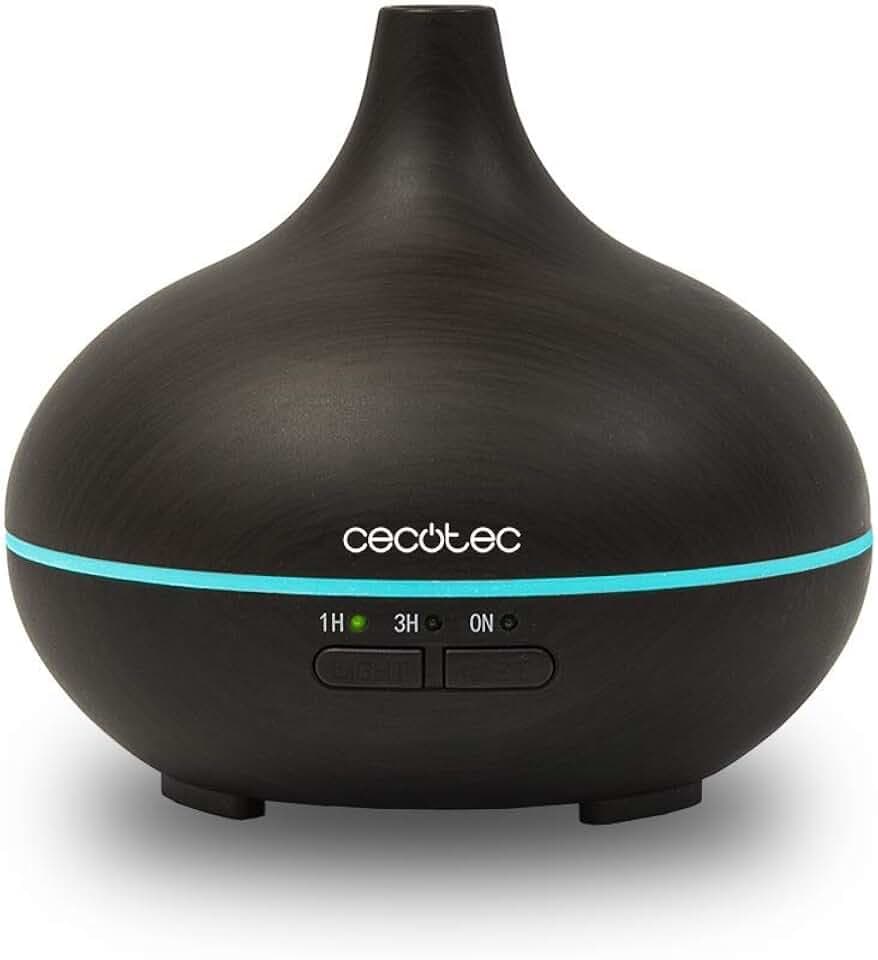 Cecotec Ultraschall- Luftbefeuchter Pure Aroma - 150-300 ml, mit Timer, 7 LED Farben, Funktion Aromatherapie, Ultra leise. (150 ml, Yin)