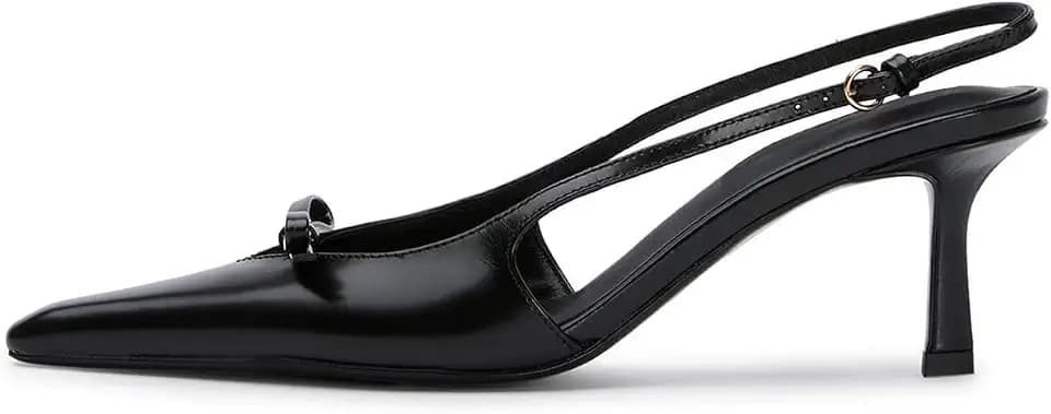MAVMAX Slingback Heels for Women Kitten Heels with Bow Pointed Close Toe Pumps Dress Party Heeled Sexy Wedding Shoes